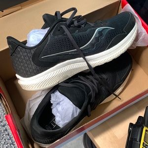 Like new Saucony mens running shoes. My husband wore once and didn’t like them.